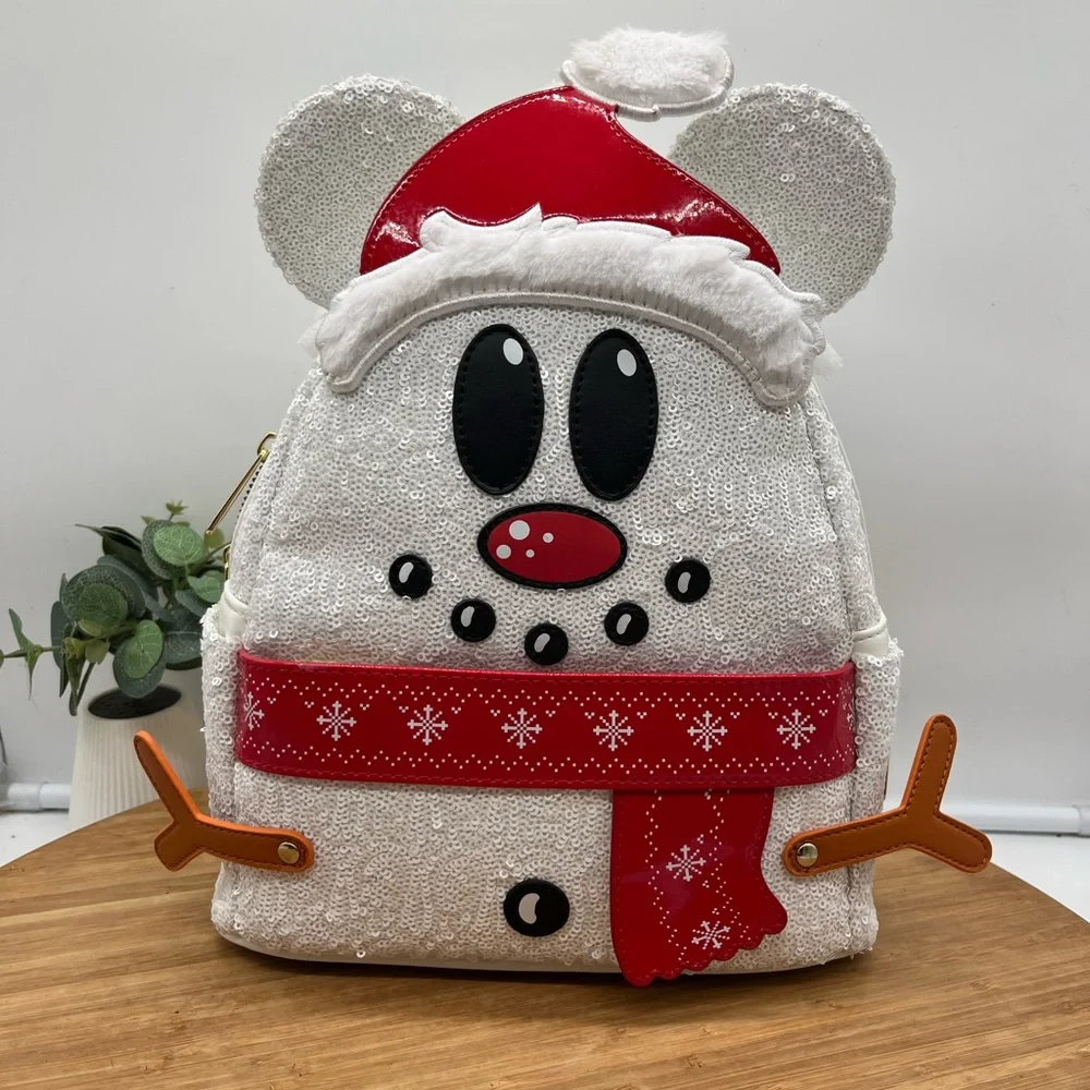 Disney Mickey Mouse Sequin Snowman Mini Backpack & Wallet NWT!
